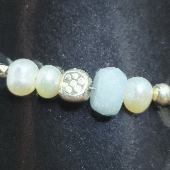 Aquamarine Pearl Sterling Silver Accents Toggle Bracelet - Picture 9 of 9